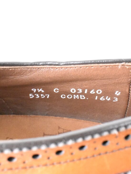 Allen Edmond\'s Sanford Two Tone Brogue Cap Toe Leather Derby Weave Inlay Sz 9.5 main image 4